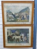 After Herring Snr coloured print 'A Glimpse of an English Homestead' and another similar 'A Kentish