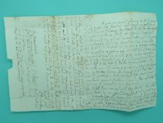 A historically important letter dated April 20th 1746 written by William Chaloner of Gisborough and