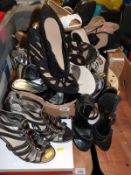 Thirty five pairs of shoes to include sandals, small heels, pumps, one pair in original Sko's box,
