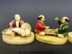 Five early plastic models of Chinese figures