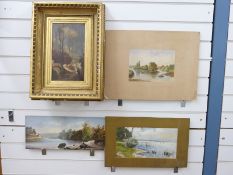 Three watercolours to include a boating scene signed W E Marshall,