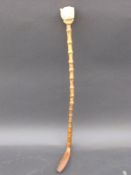 A 19thC / 20thC riding crop with carved ivory bulldog head finial,
