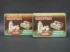Two Huntley & Palmers Cocktail assorted biscuit tins, width 23.