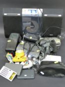 A quantity of electronic/portable items to include Phillips Microsystem, Roberts Radio, calculators,