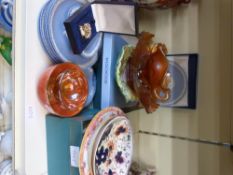 A collection of ceramics and glass including Wedgwood Jasperware, Carnival,