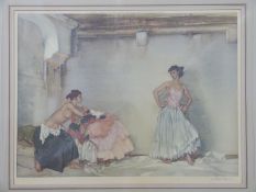 Signed William Russell Flint print of two ladies,