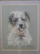 Pauline Edward pastel 'Polly' portrait of a terrier dog,