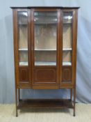 An Edwardian breakfront glazed display cabinet (W107 x D36 x H179cm)