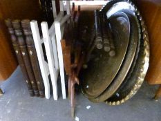 A quantity of brass topped tables