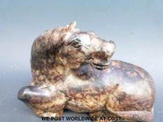 A 19thC Chinese jadeite carving of a horse,