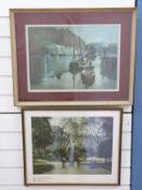 Two framed prints, Claude Buckle moonlit river scene and Lepine,