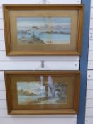 Pair Edwin Earp watercolours of Eastern harbour scenes,