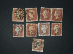 An interesting selection of GB 1841 red brown stamps on cover (10) and on stock cards with notes to