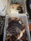 Two boxes of assorted wigs,