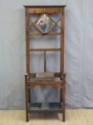 An oak hall stand with lattice design to top (W58 x D31 x H161cm)