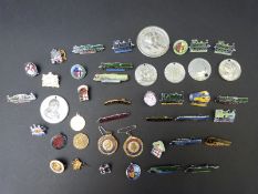 Thirty two enamlled railway associated badges,