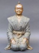 A Japanese bronze figure of a kneeling Samurai warrior,