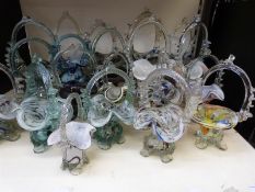 A quantity of Murano glass baskets