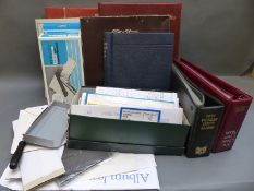 A box of unused albums, stockbooks, mounts,