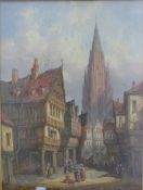 Henry Schofer (1833-1916) oil on canvas street scene 