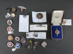 A quantity of enamel and other badges to include Women's League of Health and Beauty, Mothers Union,