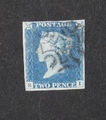 An 1840 2d blue stamp SI,