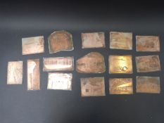 Fifteen copper printing plates depicting farm buildings, one marked Crump,