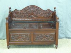 A carved wooden hall seat or bench (W100 x D48 x H80cm)