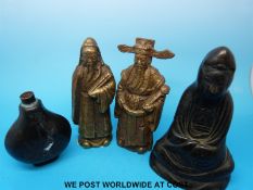 A bronze figure of Guanyin, a Chinese bronze bowl with lotus decoration,