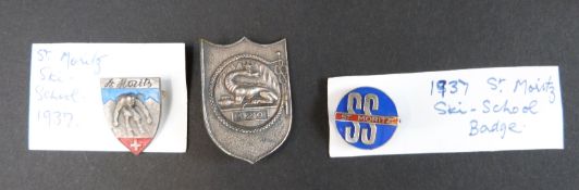 An Art Deco St Moritz enamel ski school badge,
