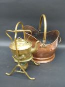 A copper coal scuttle,