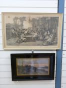 Engraving 'Chelsea Pensioners Reading the Gazette of The Battle of Waterloo' 43x73cm,