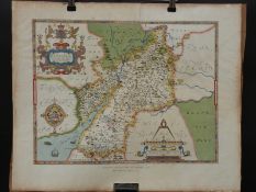Reproduction Saxon's map of Gloucestershire dated 1577,
