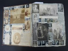 A large scrap album George IV onwards including Gilpin and Cruickshank interest, pencil drawings,