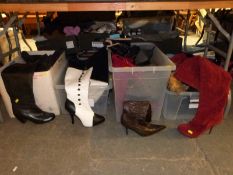 Twenty six pairs of knee high boots with a variety of lengths and styles Envy, Public Desire,