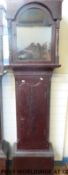 A 19thC oak longcase clock case and hood for the restorer, with reeded decoration,