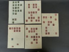 Loose album pages of 1d red plate numbers,