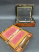 Two 19thC mahogany writing slopes, one brass bound,