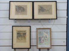 Three local prints including The New Inn Gloucester, together with 