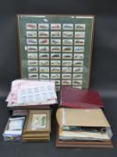 A quantity of motoring interest cigarette cards in albums and frames to include Lambert 7 and