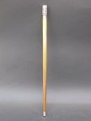 A Chinese white metal mounted horn swagger stick with embossed court scene decoration,