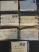 A selection of seven GB line engraved & surface printed stamps on cover,