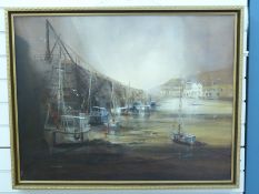 Ted Dyer (British b 1940), acrylic on canvas, Mousehole, Cornwall 1966,