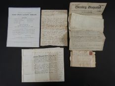 A quantity of ephemera including an interesting letter written from The Cape of Good Hope in