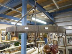 A game / kitchen hanging rack with riveted hooks (diameter 65cm)