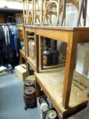 Six oak fold over campaign table one example with storage to underside for legs with air ministry