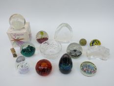 Twelve Dartington, Caithness and other paperweights,