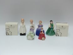 A collection of Royal Doulton miniature and small figures, Bedtime, Darling, Christmas Morn, Laura,