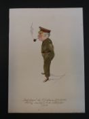 Three watercolour cartoon/caricatures of British generals dated 1918,