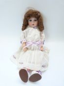 Simon & Halbig bisque headed doll with open mouth, weighted blue eyes, pierced ears,